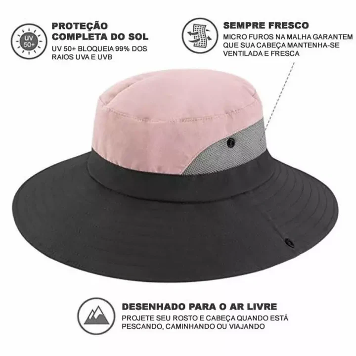 Chapéu UV Protection™- Chapéu De Sol Dobrável Com Proteção Uv 50+